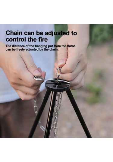 Novahub Türkçe Optimize Edilmiş Başlık: Açık Büyük Şenlik Ateşi Tripod Taşınabilir Kamp Piknik Siyah Alüminyum German Siyah