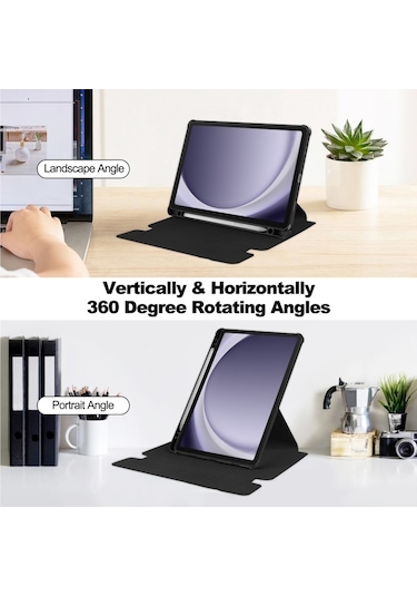 Samsung Galaxy Uyumlu Sekmesi İçin A9+ 360 Rotasyon Klavye İle Şeffaf Akıllı Deri Kılıf