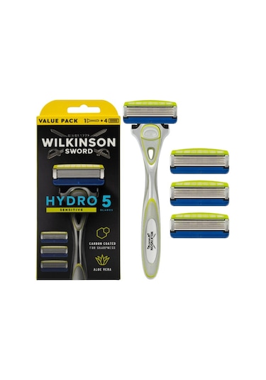 Wilkinson Sword Hydro 5 Sensitive Aloe Veralı Tıraş Bıçağı Sapı + 4 Yedek Kartuş