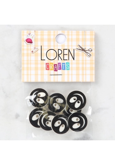 Loren Crafts 8 Li Gülen Yüz Siyah Düğme - 0522