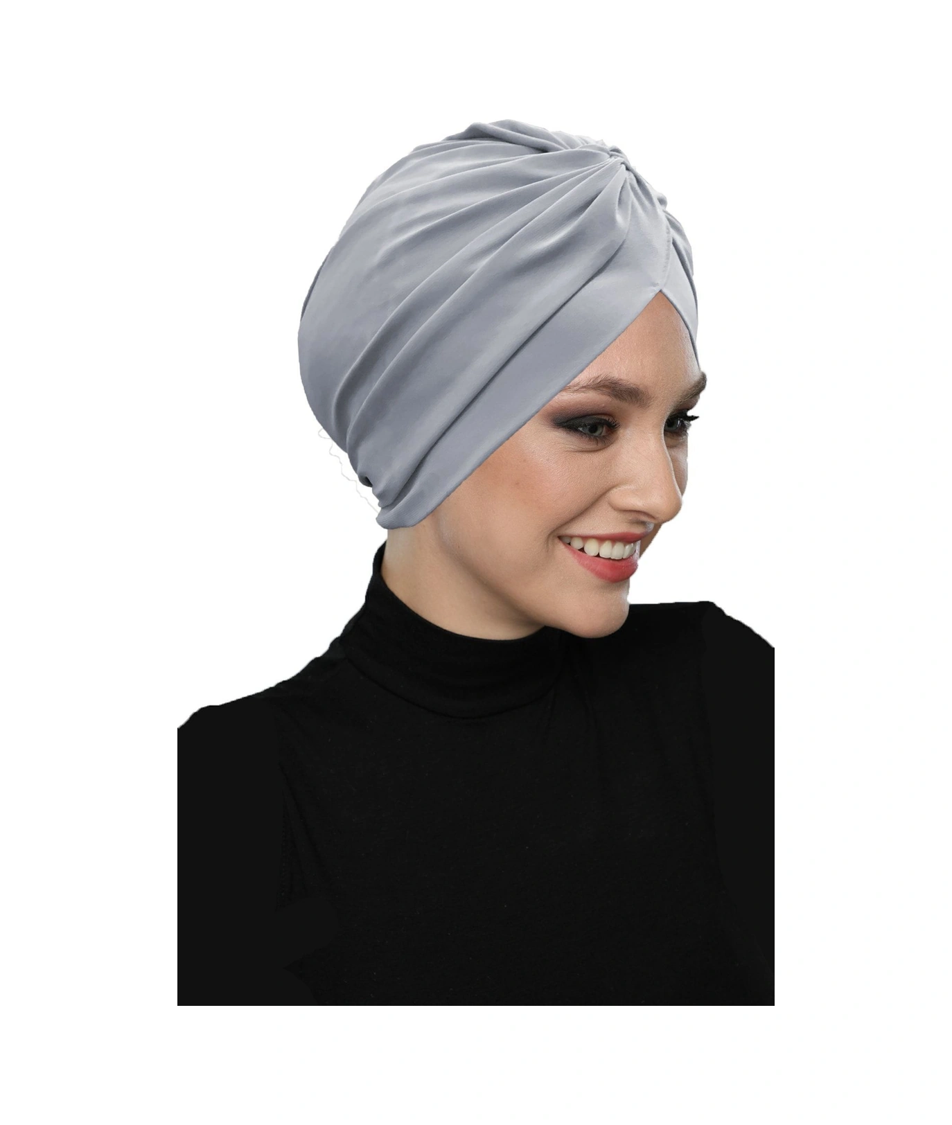 Çapraz Kancalı Açık Gri Hazır Türban Tesettür Dış Ve Havuz Bonesi Açık Gri