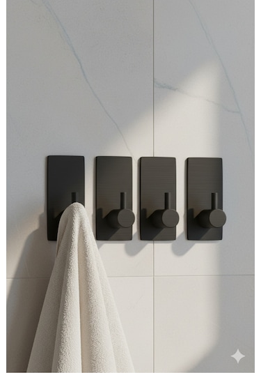 4 Lü Askılık Havlu Askısı, Bornoz Askısı, Kapı Arkası, Duvara Monte, Dayanıklı Malzeme, Beyaz 63 Beyaz