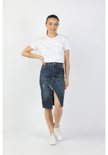 Kadın Kot Etek Koyu Mavi Koyu Mavi