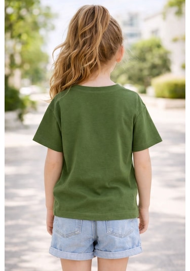 Zuzunga Unisex Basic Kısa Kollu Çocuk T-shirt Haki