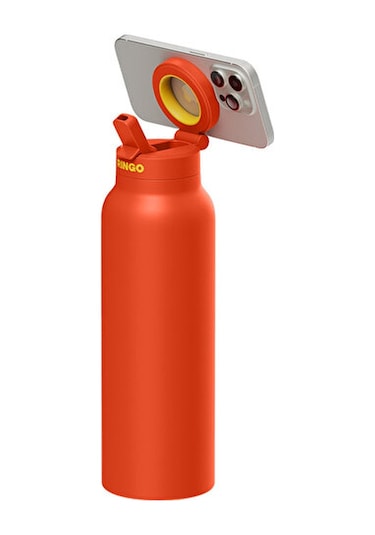 Ringo Pro Manyetik Telefon Tutuculu Termal Paslanmaz Çelik Su Şişesi Pipetli Kapak 24 Oz / 710 Ml Turuncu