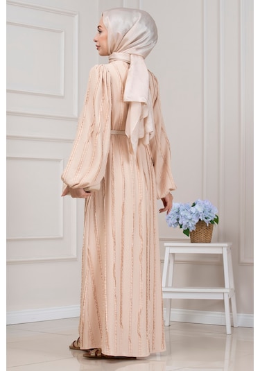 Fırfır Detaylı Rüya Elbise-bej-5469 Bej