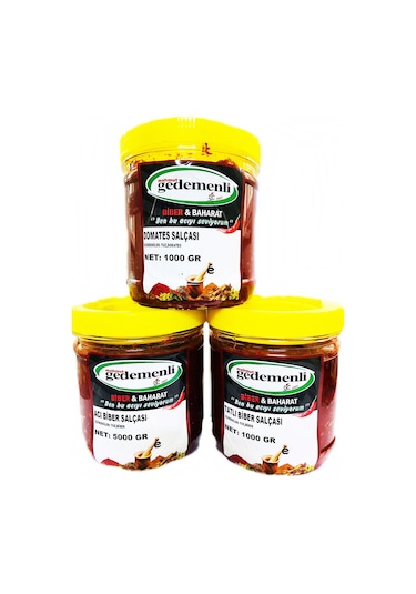 Mahmut Gedemenli Ev Tipi Domates + Acı Biber + Talı Biber Salça 3 x 1 KG