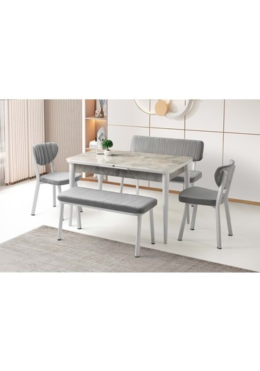 Mobilgen Rambla 120+30 Kelebek Tekno Kenar Hg Açılabilir Masa Mermer Desen
