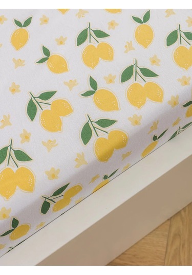 Karışık Limon Baskılı Çift Kişilik Lastikli Çarşaf