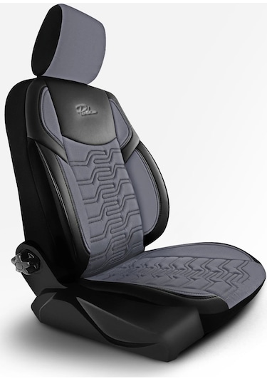 Panda Berlin Serisi Jakar Kumaş Oto Koltuk Kılıfı - Füme - Siyah
