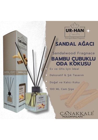 Sandal Ağacı Bambu Çubuklu Oda Kokusu 100 Ml Cam Şişe