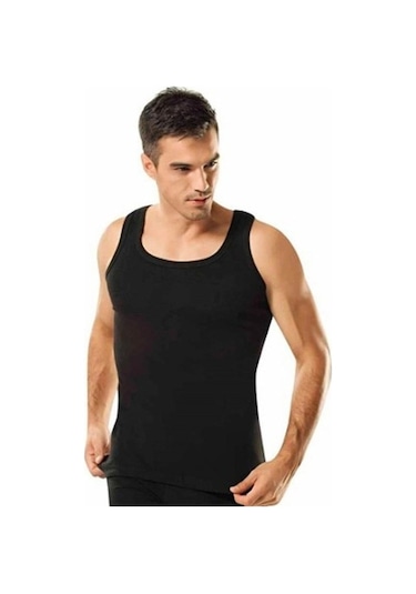 Tutku Ter0102S Ribana Askılı Atlet Erkek Pamuk Penye 6'Lı Siyah