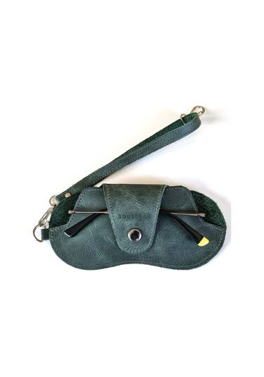 Bouscrab Gerçek Deri Özel Tasarım Gözlük Kılıfı Yeşil