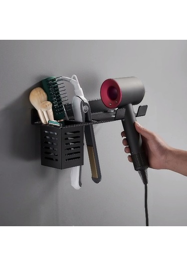 Wondernest Saç Kurutma Rafı, Duvara Monte Makinesi Lichen Depolama Banyo Ab Siyah