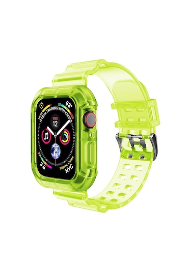 Apple Watch Series 9&8&7 41mm / Se 3&se 2&6&se&5&4 40mm / 3&2&1 38mm İçin Saydam Saat Lastiği Saydam Sarı