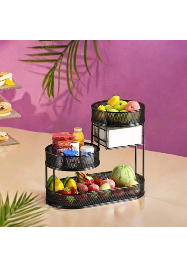 Homyl Meyve Sepet Tepsisi Ekmek Sepeti Sebze Rafı Sebzesi Soğan Siyah