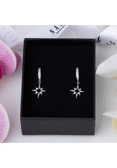 Kuzey Kutup Yıldızı Model 925 Ayar Gümüş Zirkon Taşlı Kadın Küpe Gümüş