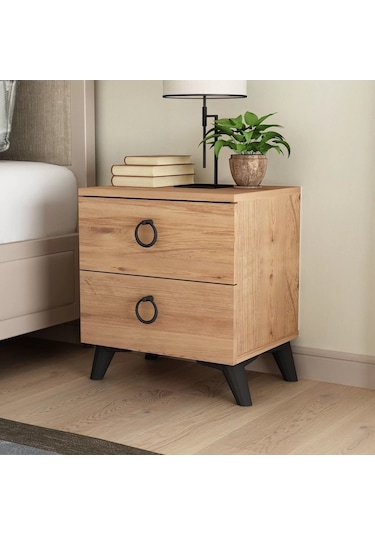 Komidin Çift Çekmeceli Atlantik Çam Lükens Ayaklı Kurulu