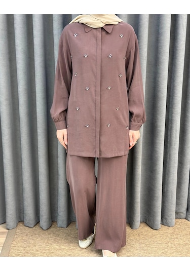 Nuss 1064 Pantolonlu Takım - Kahve