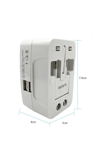 Teltree Evrensel Seyahat Dönüştürücü Prizi - 4 Uluslararası Tip Ab/abd/ingiltere/avustralya Ve 2 Usb Portu İle Güvenli Şarj - Model 931d
