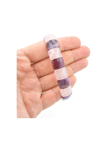 Murty99 Hakiki Pembe Kuvars Ametist Taşı Bileklik Mor