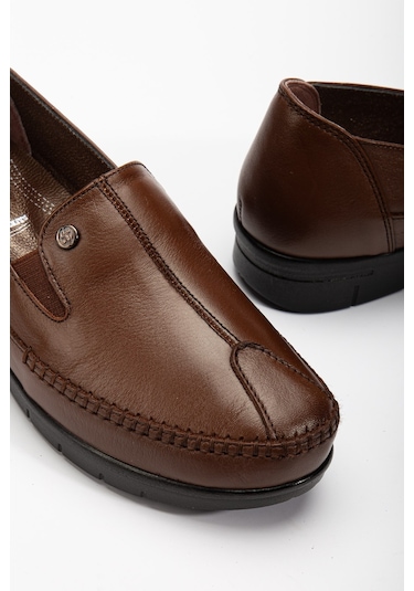 92101 Ortopedik Kadın Deri Ayakkabı Topuk Dikeni İçin Uygundur Taba