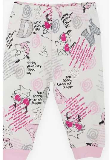 Breeze Kız Bebek Pijama Takımı Yazı Desenli 4 Ay-1 Yaş, Ekru-ekru Ekru