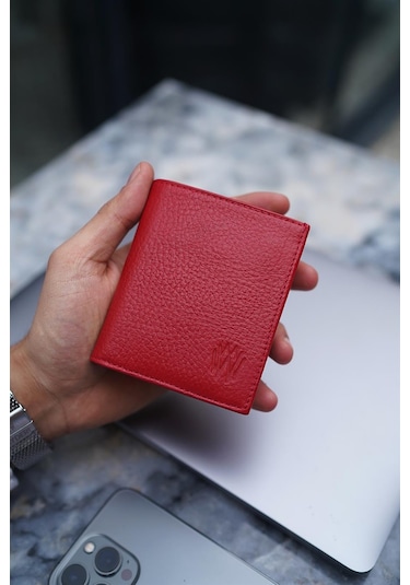 Bayderi Lisande Hakiki Deri Kibar Erkek Cüzdanı Kırmızı