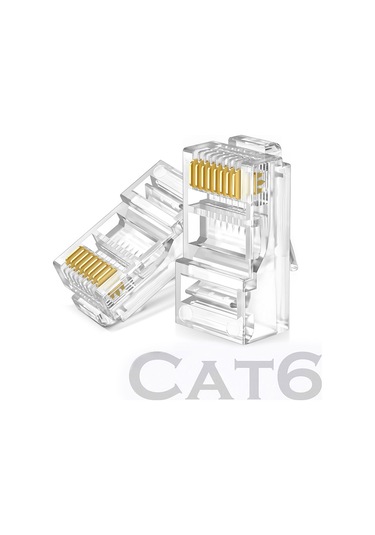 RJ45 CAT6 Jack Konnektör Altın Kaplama Ethernet Uç 8P8C 100'lü Pa