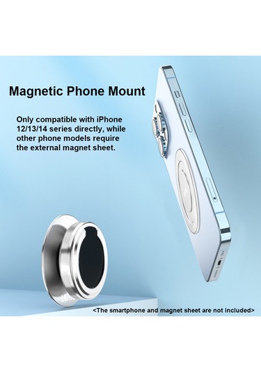 Youtek İphone 14/13/12 İçin Manyetik Araç Tutucu - Uurıg Ph-07 Alüminyum Telefon Askısı GÜMÜŞ