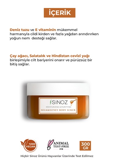 Sinoz Süt & Bal Arındırıcı Ve Nemlendirici Vücut Peeling 300 ML