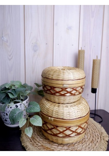 Nika&shop Örgü Kapaklı Sepet Seti 284603391 Kahverengi