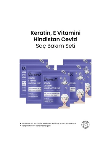 5'li Keratin Ve E Vitamini Hindistan Cevizi Yağı Bone Saç Maskesi Seti Set