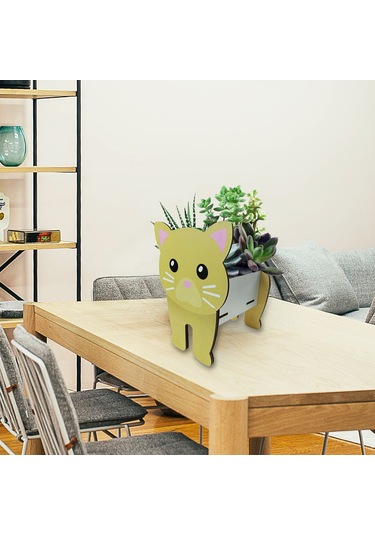 Suofeng Sevimli Hayvan Şekilli Ahşap Saksı - İç Mekan & Bahçe Dekorasyonu İçin Çok Amaçlı Bitki Yetiştirme Kabı