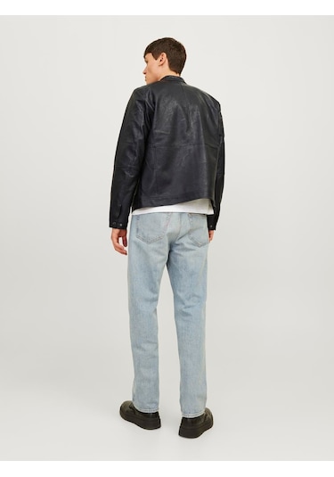 Jack Jones Erkek Siyah Renk Bıker Deri Ceket 12261196 Siyah