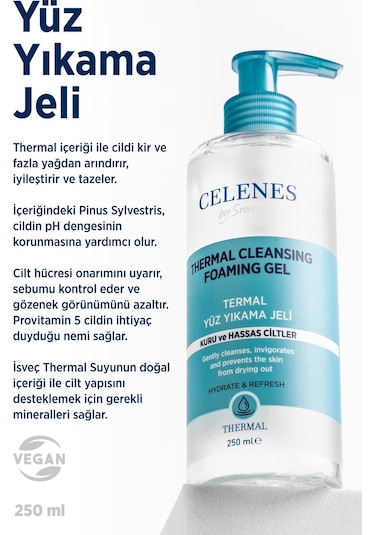 Celenes By Sweden Thermal Kuru ve Hassas Cilt Temizleme Jeli 250 ML