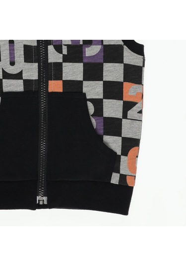 Panço Erkek Çocuk Kapüşonlu Ve Baskılı Kanguru Cepli Yelek Siyah 2221Bb23006-347 001