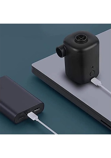 Yifomall Küçük Boy Taşınabilir Elektrikli Hava Pompa, 3000mah Batarya, 300l/dk Hızlı Şişirme, 4 Ağızlı, Yorganlar Ve Yüzme Halkaları İçin - Siyah