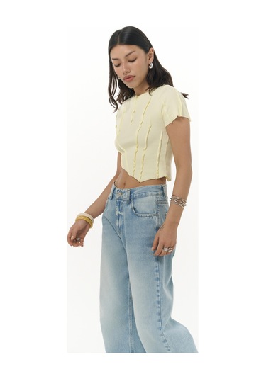 Norris Asimetrik Sarı Crop Sarı