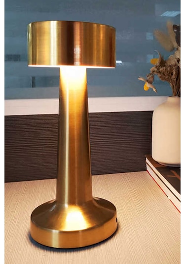 Gold Dekoratif Şarjlı Dokunmatik Led Masa Lambası Dimmerli 55g