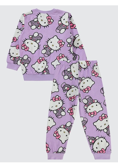 Hello Kitty Kız Çocuk Pijama Takımı 2-5 Yaş Dijital Lavanta Dijital Lavanta Lila