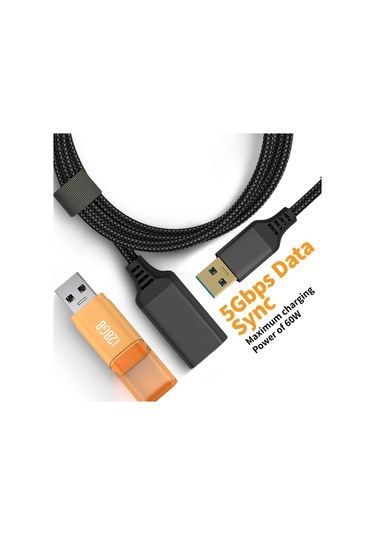 Willowhaven Gri 1m Usb 3.0 Uzatma Kablosu Type A Erkek Dişi 5gbps Klavye Fare Oyun