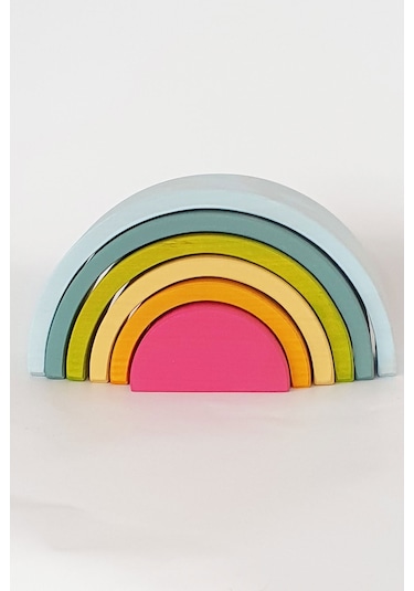 6'lı Pastel Renkler Waldorf Gökkuşağı Ahşap Oyuncak
