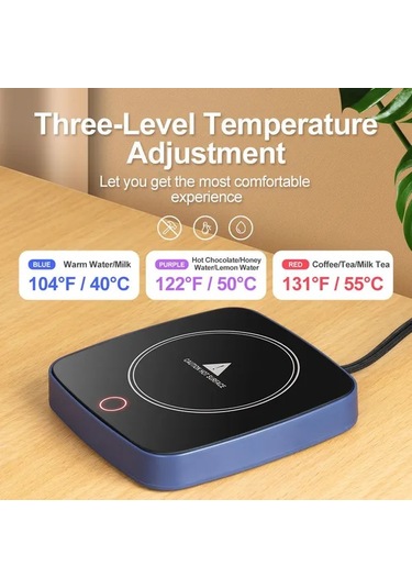 Willowhaven Ahşap Desenli Mavi Akıllı Isıtmalı Bardak 3 Sıcaklık Ayarı Kahve Çay Süt