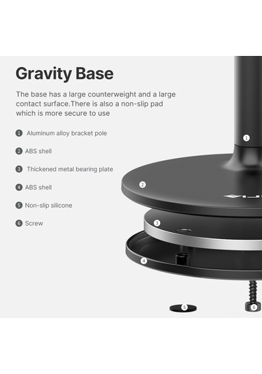 Vkemall Masaüstü Mıknatıs Telefon Tutucu - Alüminyum Gövde, 360 Açı Ayarlı, 2 Bölmeli Genişletilebilir, Sabit Temel