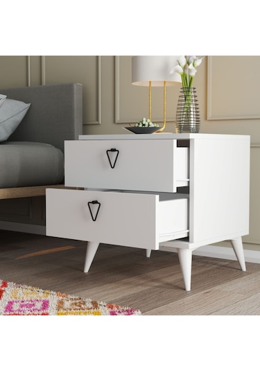 3634 VERSA-CE 2 ÇEKMECELİ AYAKLI KOMODİN BEYAZ