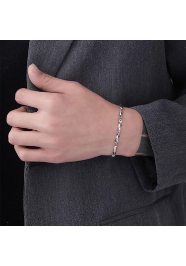 Paslanmaz Çelik Kavun Çekirdeği Zinciri Gümüş Renk Bilezik Erkekler Ve Kadınlar İçin Moda Takı En Iyi Hediye 18+5cm