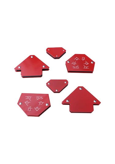 Valkyrie Mıknatıslı Manyetik Gönye Kaynak Tutucu 6'Lı Set Kırmızı