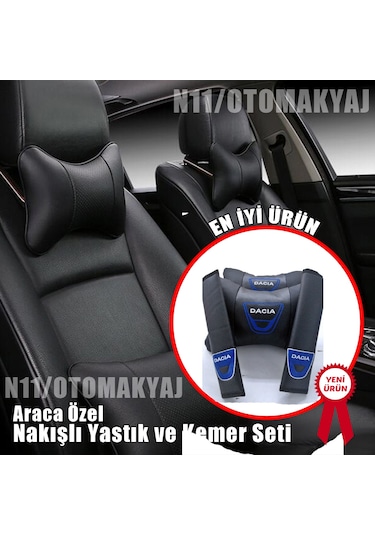 Dacia Oto Koltuk Kılıfı Ve Başlık Uyumlu Deri Yastık Set
