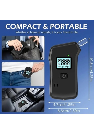 Willowhaven Black Alkometre Lcd Ekranlı 5 Ağızlık Hediyeli Kişisel Ve Ticari Kullanım İçin Taşınabilir